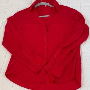 Express Portofino Red Women's Button-Down Shirt